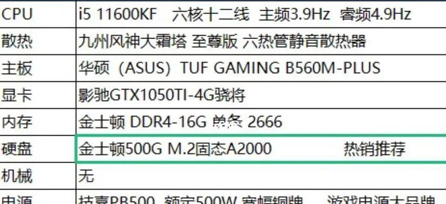 选择适合你的自装台式电脑配置单（打造个性化的高性能电脑）