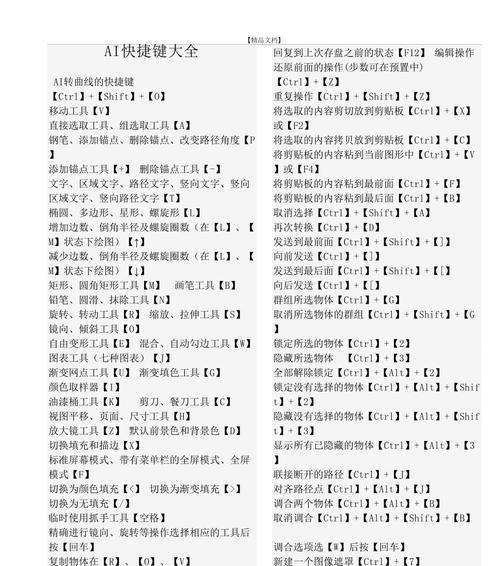 AI软件快捷键大全（让你轻松驾驭AI软件的必备操作技巧）